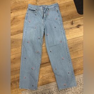 Old Navy Denim Jeans with Pink Floral Details